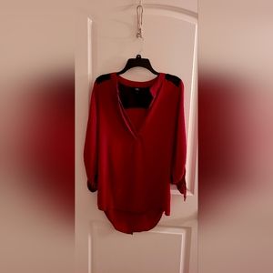 Red And Black Sheer Blouse